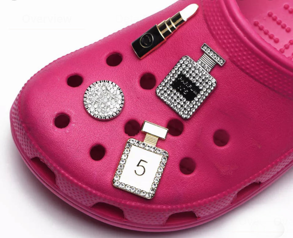 Bling Metal Shoe Charms for your Crocs, Lipstick, Parfume Bottles, Cro – N  and J Kid Parties